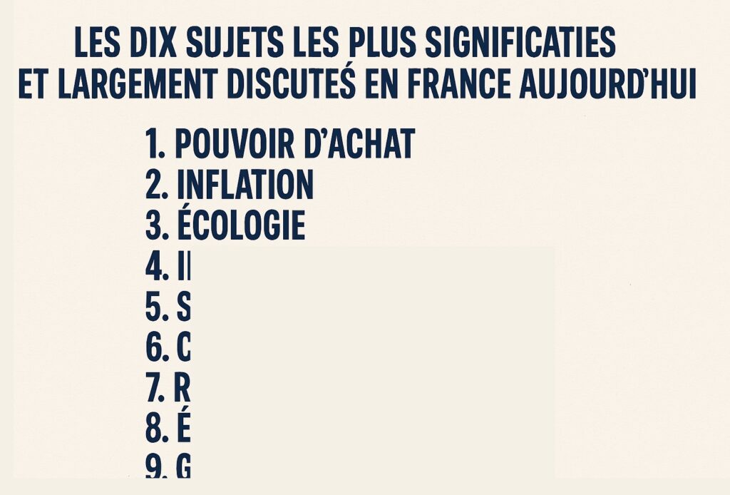Les dix sujets les plus significatifs et largement discutés en France aujourd'hui