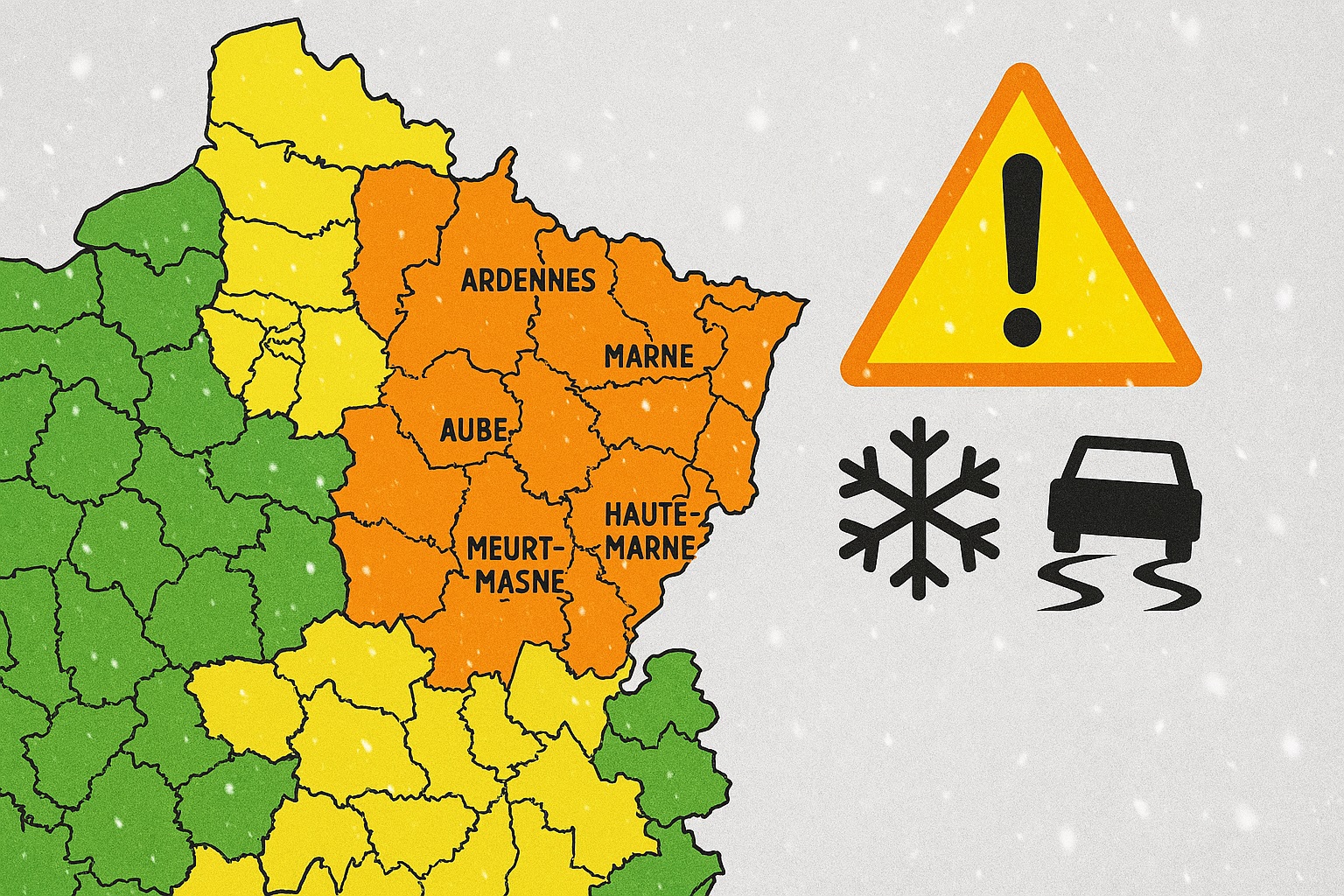 Vigilance orange pour neige et verglas dans six départements du nord-est de la France
